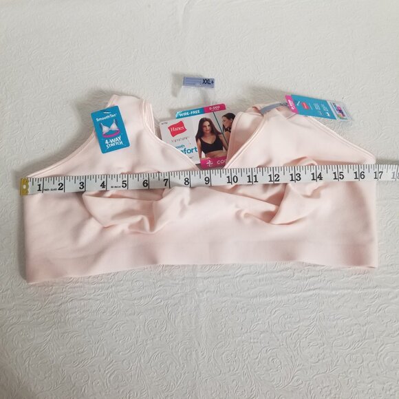 Hanes Signature Smooth Comfort Womens XXL+ 2XL+ D-DDD Peach Wireless Cool Bra - Picture 9 of 11